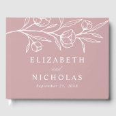 スケッチほこりっぽいバラフローラ結婚写真 ゲストブック (正面)