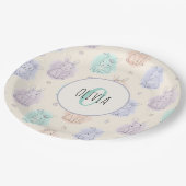 スケッチよくはしゃぐバンニーズモノグラム ペーパープレート (アングル)