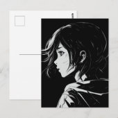 スケッチアニメマンガガールポートレート ポストカード (正面/裏面)