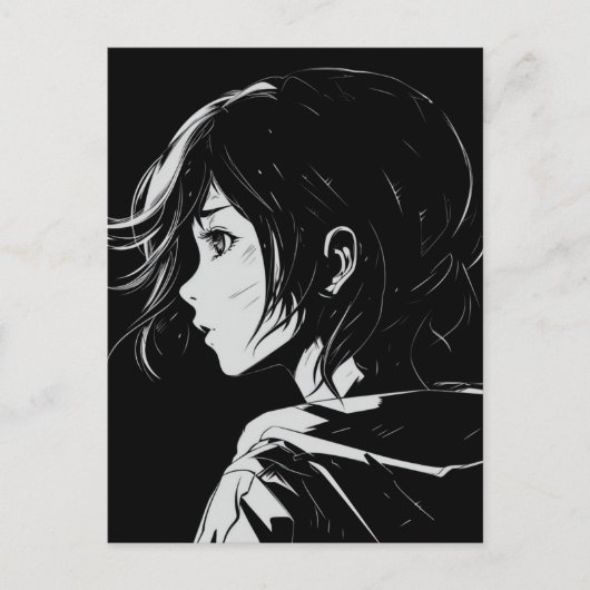スケッチアニメマンガガールポートレート ポストカード (正面)
