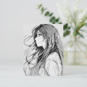 スケッチアニメマンガガールポートレート ポストカード (スタンド正面)