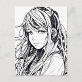 スケッチアニメマンガガールポートレート ポストカード (正面)