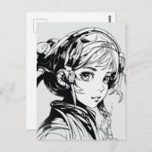 スケッチアニメマンガガールポートレート ポストカード (正面/裏面)