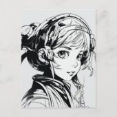スケッチアニメマンガガールポートレート ポストカード (正面)