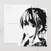 スケッチアニメマンガガールポートレート ポストカード (正面/裏面)