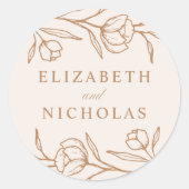 スケッチアーモンドと銅のフローラ結婚 ラウンドシール (正面)
