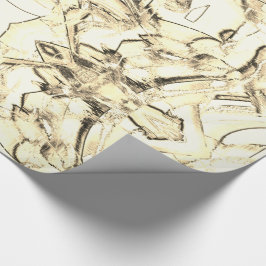 スケッチインク滴下と溝、ベージュトーン ラッピングペーパー