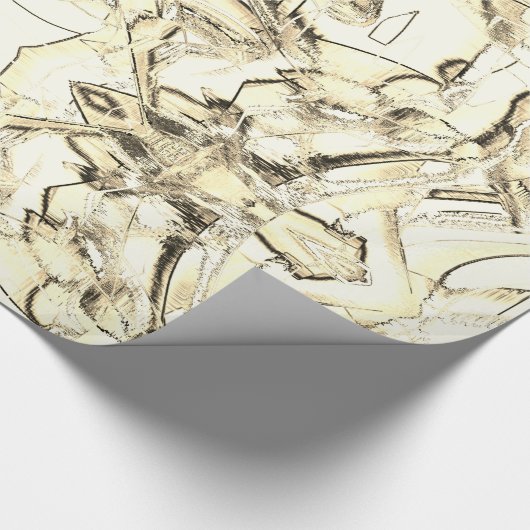 スケッチインク滴下と溝、ベージュトーン ラッピングペーパー (角)