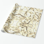 スケッチインク滴下と溝、ベージュトーン ラッピングペーパー (アンロールド)