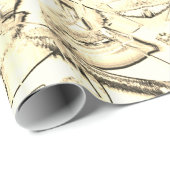 スケッチインク滴下と溝、ベージュトーン ラッピングペーパー (ロールコーナー)