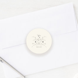 スケッチエレガントフローラ素朴の結婚数 ラウンドシール