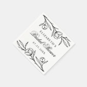 スケッチエレガントブラックフローラブライダルシャワー スタンダードカクテルナプキン (角)