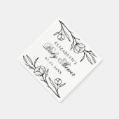 スケッチエレガントブラックフローラベビーシャワー スタンダードカクテルナプキン (角)