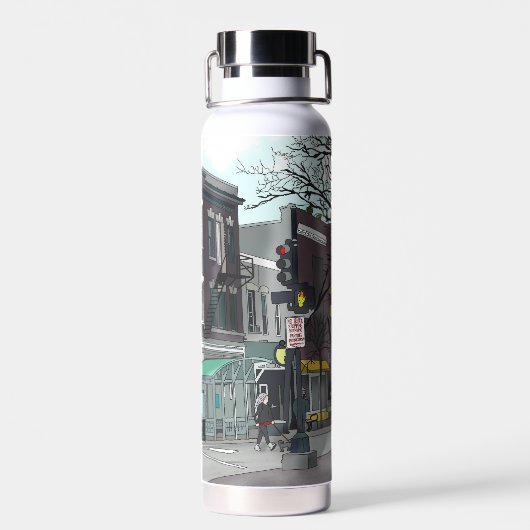 スケッチオブダウンタウンマディソンウィスコンシン ウォーターボトル (背面)