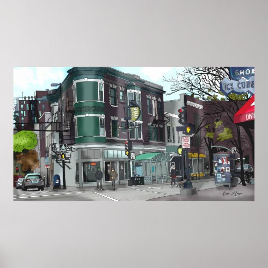 スケッチオブダウンタウンマディソンウィスコンシン ポスター (正面)