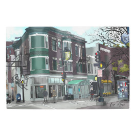 スケッチオブダウンタウンマディソンウィスコンシン メタルプリント