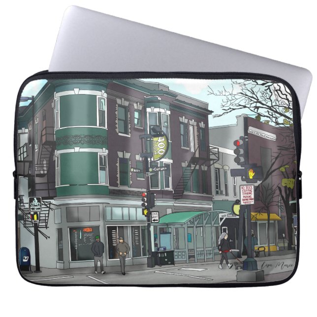 スケッチオブダウンタウンマディソンウィスコンシン ラップトップスリーブ (正面)