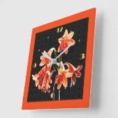 スケッチオブデイリーズ – マンダリンオレンジ&サビット スクエア壁時計 (傾斜)