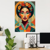 スケッチオンツェルリゲウーマンズモザイク顔 ポスター (ホームオフィス)