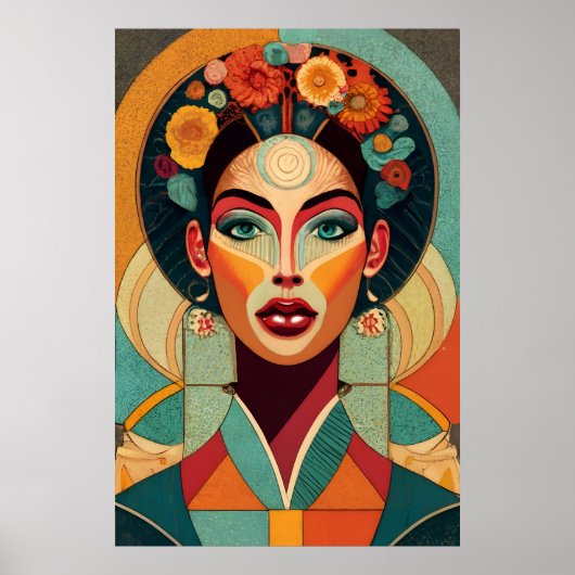 スケッチオンツェルリゲウーマンズモザイク顔 ポスター (正面)