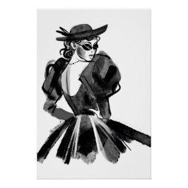 スケッチオートクチュールファッションモデル ポスター