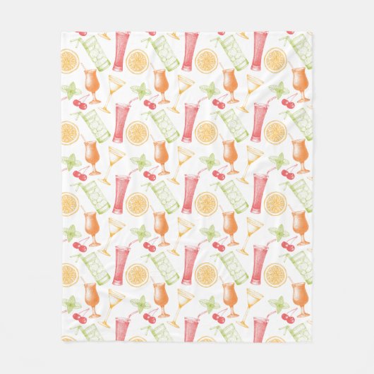 スケッチカクテルパターン フリースブランケット (正面)
