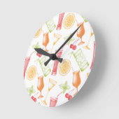 スケッチカクテルパターン ラウンド壁時計 (傾斜)