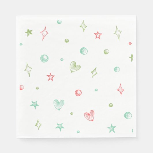 スケッチカラフルおもしろいシェイプ紙吹雪誕生日パーティー スタンダードランチョンナプキン (正面)