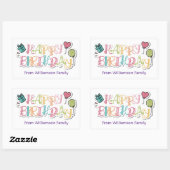 スケッチカラフルスタイル、ハッピーバースデー 長方形シール (シート)