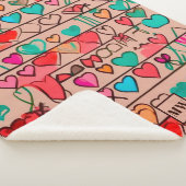 スケッチカラフル状のハートとリボンのモノグラム シェルパブランケット (3/4)