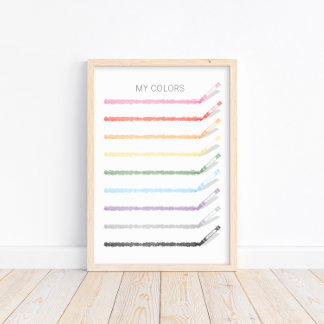 スケッチカラーとクレヨン – 教育用ポスター ポスター