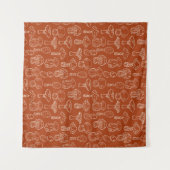 スケッチキノコ：かわいいシームレスな背景。 タペストリー (正面(横))