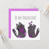 スケッチキャットハートヴァレンティーンズデイ カード (正面/裏面インサイチュ)