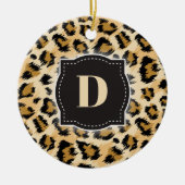 スケッチクラシックヒョウ柄モノグラム付カスタムき セラミックオーナメント (正面)