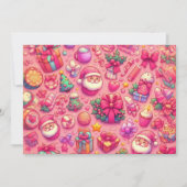 スケッチクリスマスモティフピンク カード (正面)