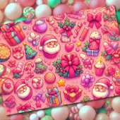 スケッチクリスマスモティフピンク カード