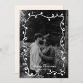 スケッチクリスマスライトカワイフォトホリデーカード 招待状 (正面/裏面)