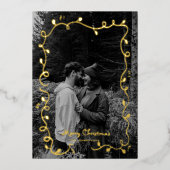 スケッチクリスマスライトカワイフォトホリデーカード 箔シーズンカード (正面)