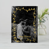 スケッチクリスマスライトカワイフォトホリデーカード 箔シーズンカード (立ち正面)