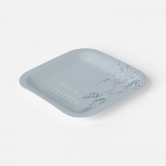 スケッチグラスの果実の冬の埃の結婚多い青 ペーパープレート (傾斜あり)