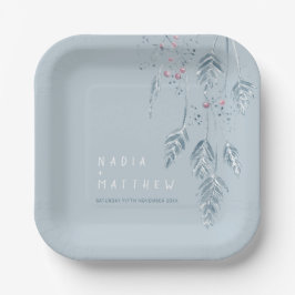 スケッチグラスの果実の冬の埃の結婚多い青 ペーパープレート