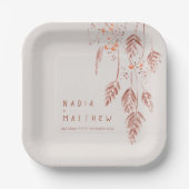 スケッチグラスの果実の茶色のテラコッタ結婚のパブ ペーパープレート (正面)