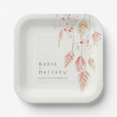 スケッチグラスベリー水カラー秋の結婚式 ペーパープレート (正面)