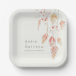 スケッチグラスベリー水カラー秋の結婚式 ペーパープレート