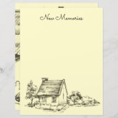 スケッチコテージスクラップブック紙または文房具 (正面/裏面)