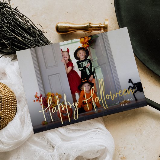 スケッチスクリプトハロウィーンフォト 箔シーズンカード