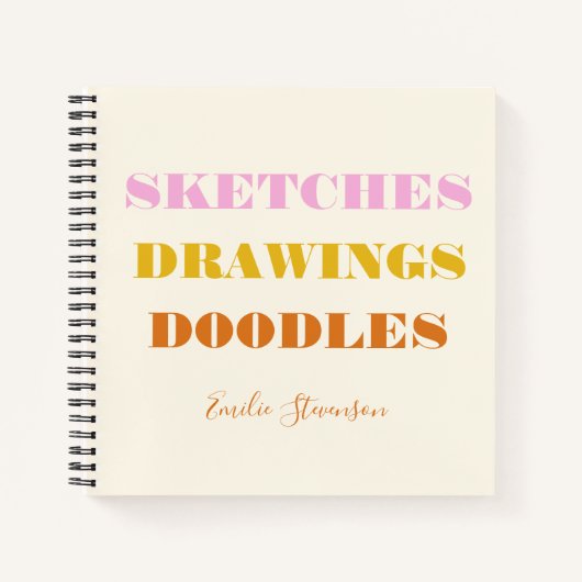 スケッチスケッチズドゥードルズピンクラスパーソナライズされたト  ノートブック (正面)