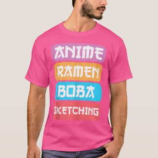 スケッチスケッチ- Anime Ramen Boba Sketch Tシャツ