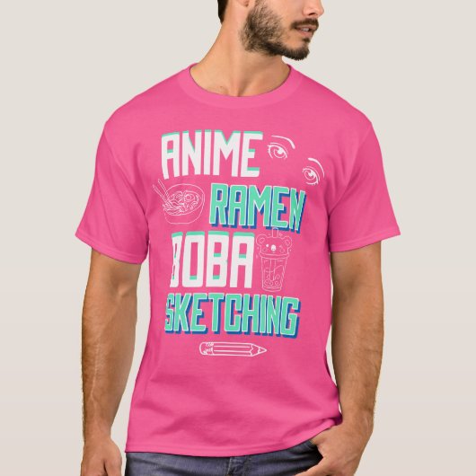 スケッチスケッチ- Anime Ramen Boba Sketch Tシャツ (正面)