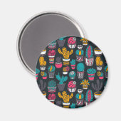 スケッチスタイルパターンの手書きサボテン マグネット (正面/裏面)